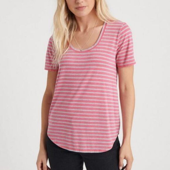Lucky Brand SCOOP NECK STRIPED TEE New without Tag - Picture 4 of 6